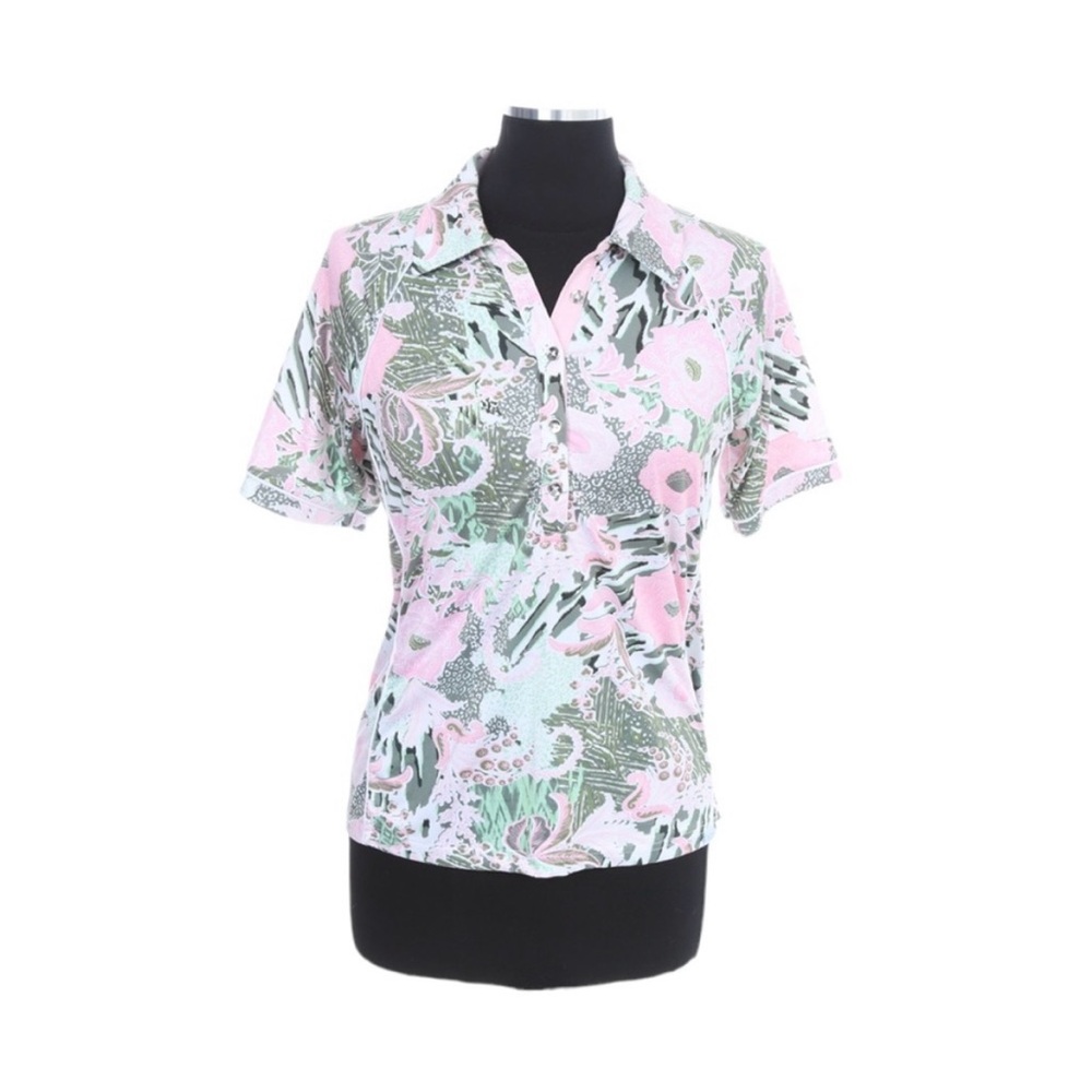 GG Blue Floral Golf Short Sleeve Shirt and Vest Medium